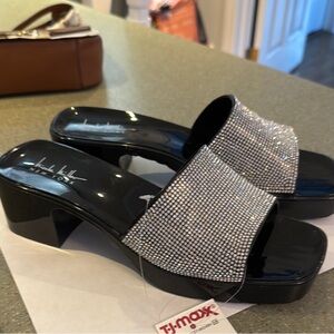 Vince Camuto Black Rhinestone Slide Sandals
